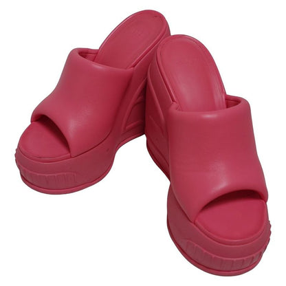 Fendi Mules 37 Women Pink Wedge Sole Ss23 Leather