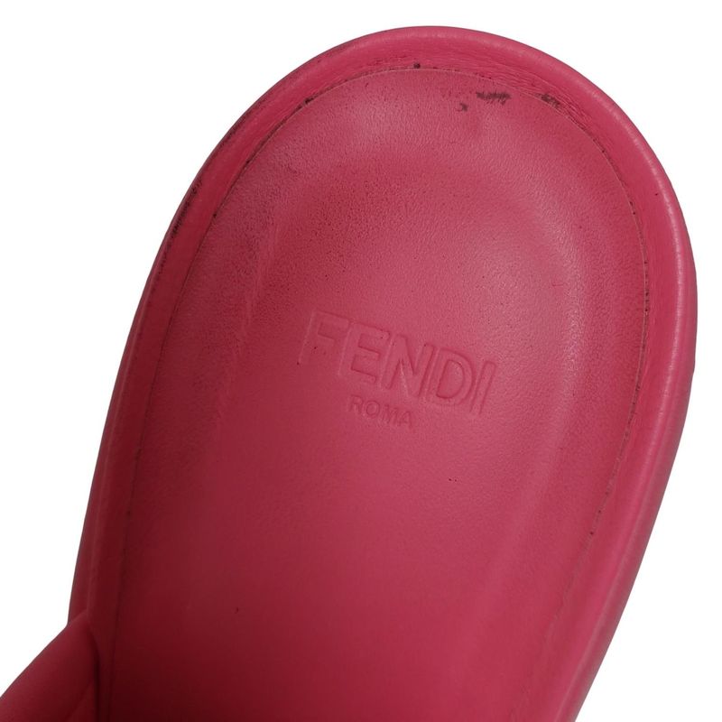Fendi Mules 37 Women Pink Wedge Sole Ss23 Leather