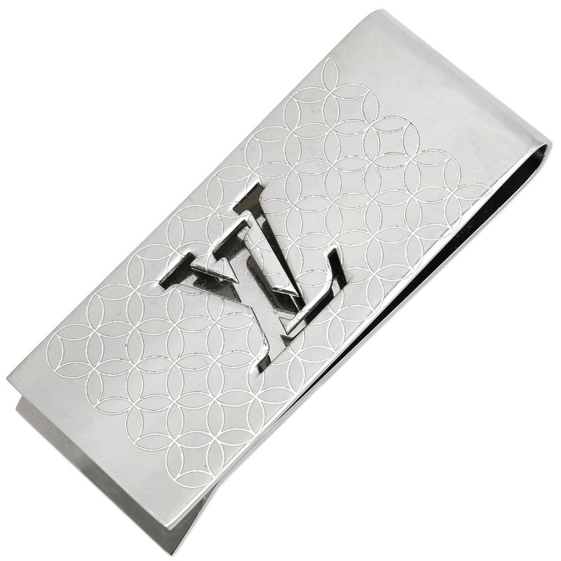 Louis Vuitton Money Clip Bill Clip Chien Zélizée Steel Silver Monogram Flower