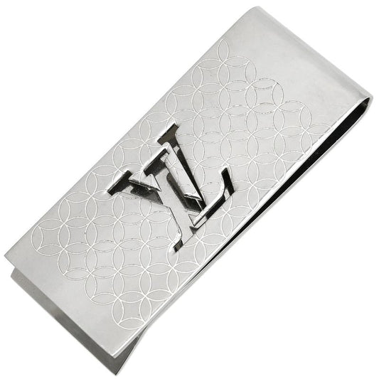 Louis Vuitton Money Clip Bill Clip Chien Zélizée Steel Silver Monogram Flower