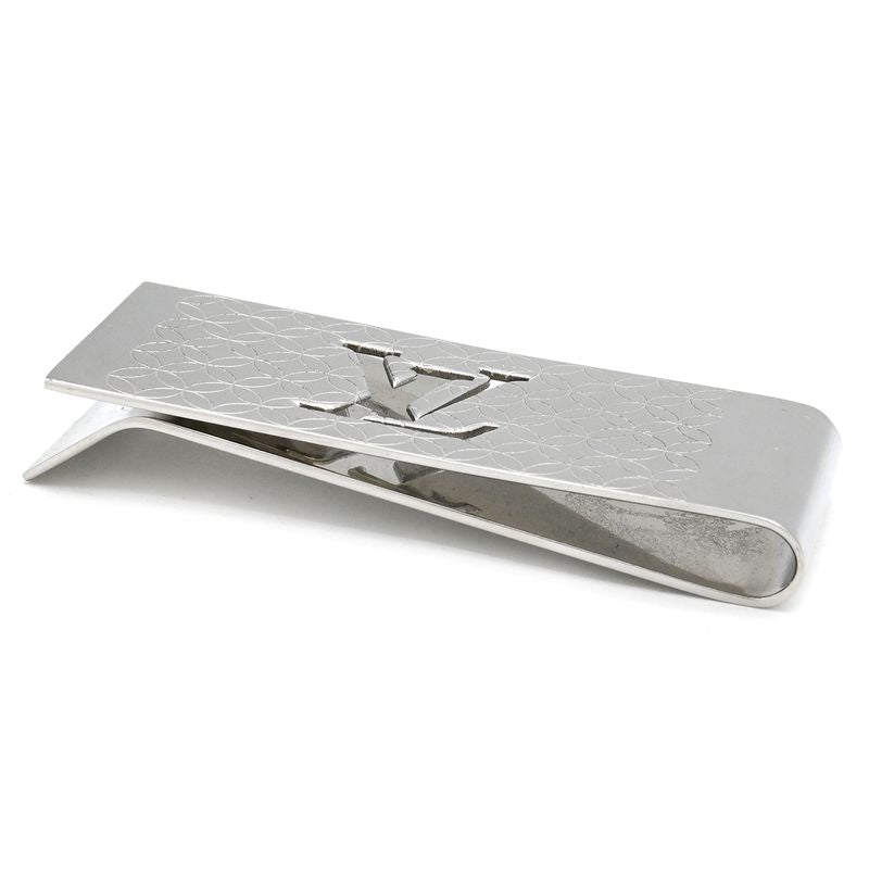 Louis Vuitton Money Clip Bill Clip Chien Zélizée Steel Silver Monogram Flower