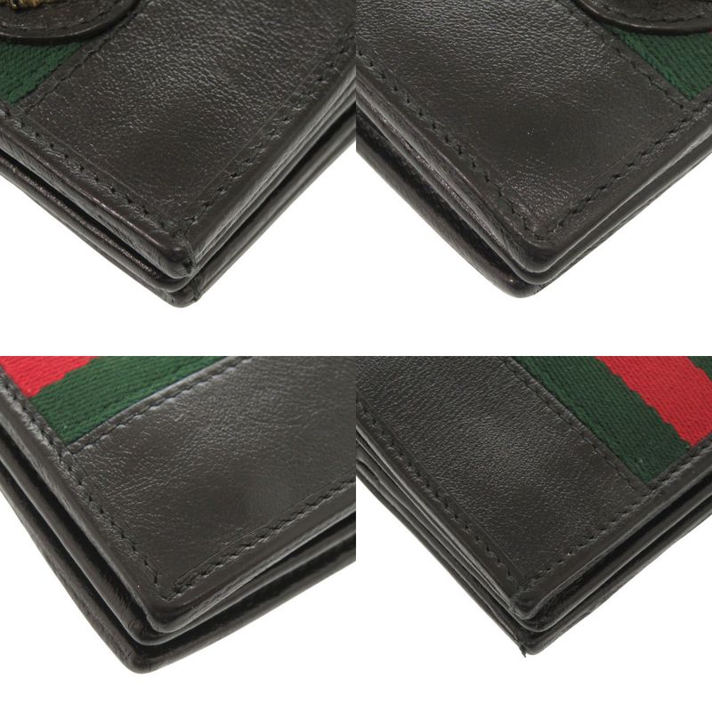 Gucci Raja 573790 Leather Black Bifold Wallet Chain Wallet Black 1114 Gucci