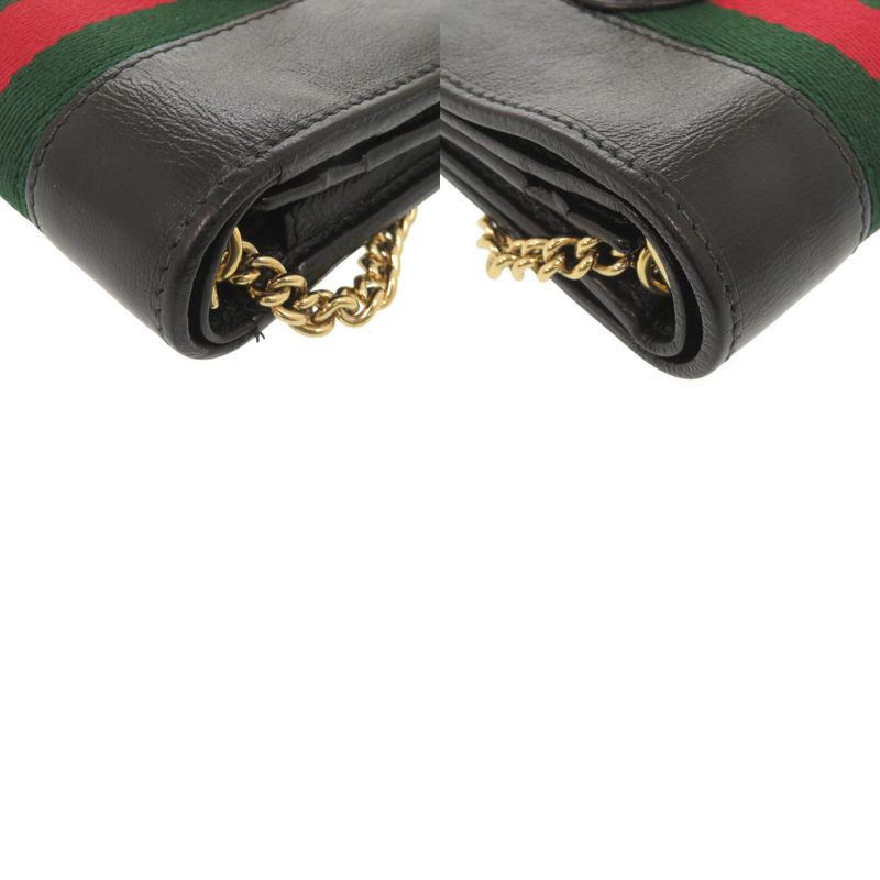 Gucci Raja 573790 Leather Black Bifold Wallet Chain Wallet Black 1114 Gucci