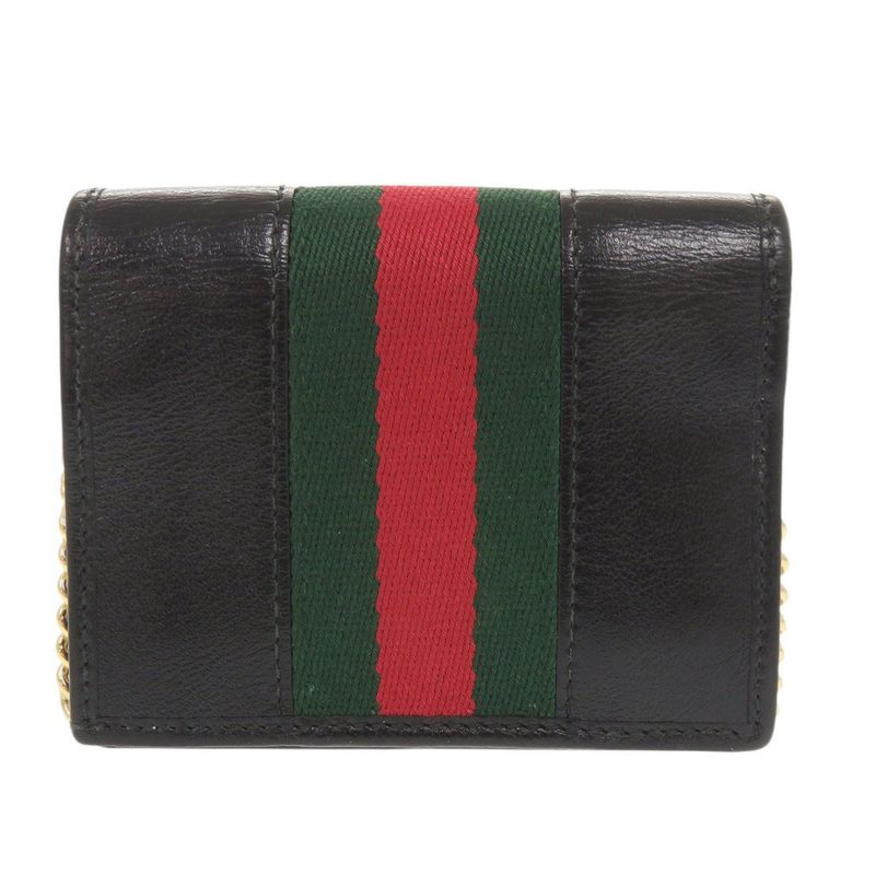 Gucci Raja 573790 Leather Black Bifold Wallet Chain Wallet Black 1114 Gucci