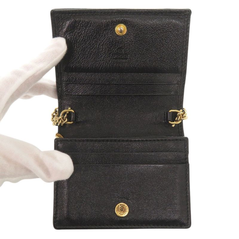 Gucci Raja 573790 Leather Black Bifold Wallet Chain Wallet Black 1114 Gucci