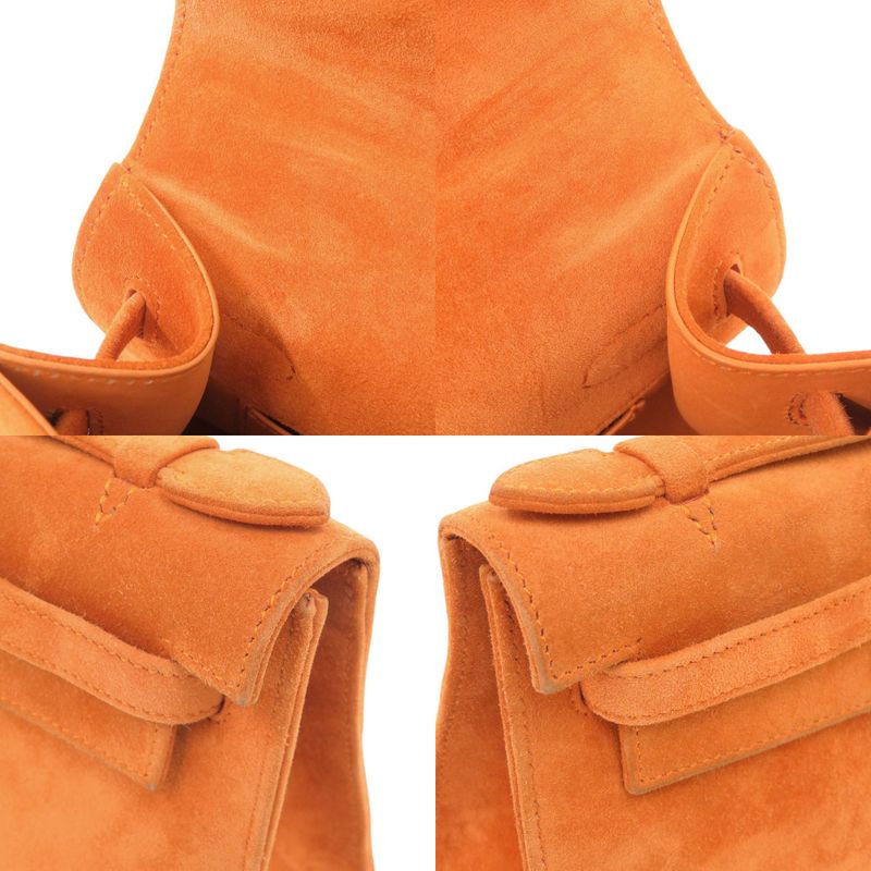 Hermes Pochette Kelly Dobris Orange I Engraved Gold Hardware Clutch Bag