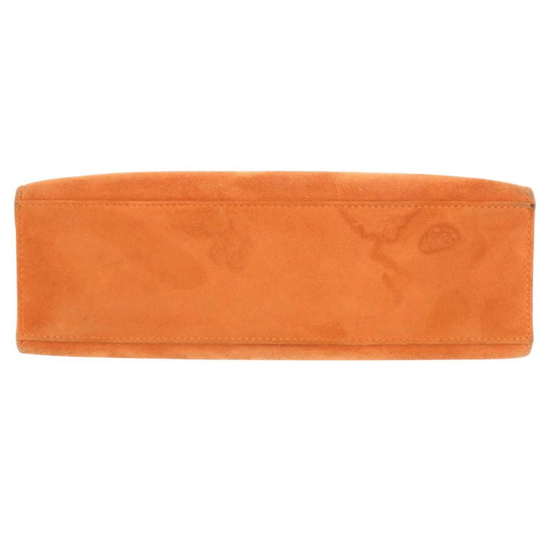 Hermes Pochette Kelly Dobris Orange I Engraved Gold Hardware Clutch Bag