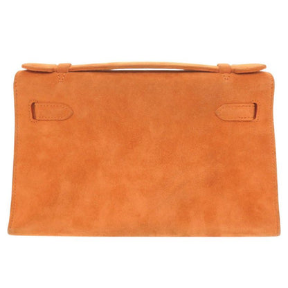 Hermes Pochette Kelly Dobris Orange I Engraved Gold Hardware Clutch Bag