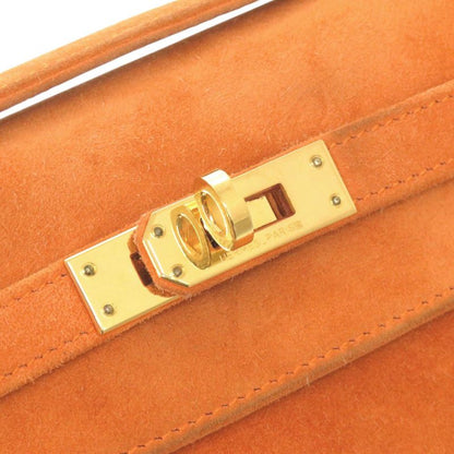 Hermes Pochette Kelly Dobris Orange I Engraved Gold Hardware Clutch Bag