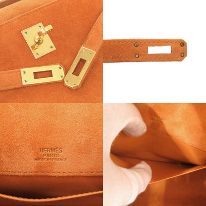 Hermes Pochette Kelly Dobris Orange I Engraved Gold Hardware Clutch Bag