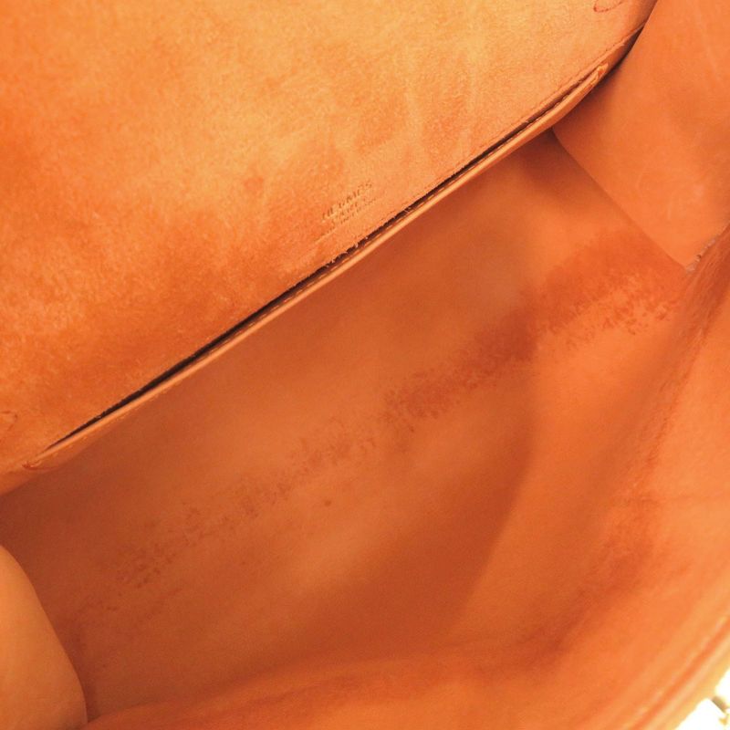 Hermes Pochette Kelly Dobris Orange I Engraved Gold Hardware Clutch Bag