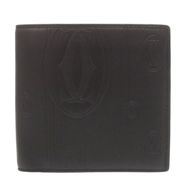 Cartier Leather Black Bifold Wallet Black 0606 Cartier