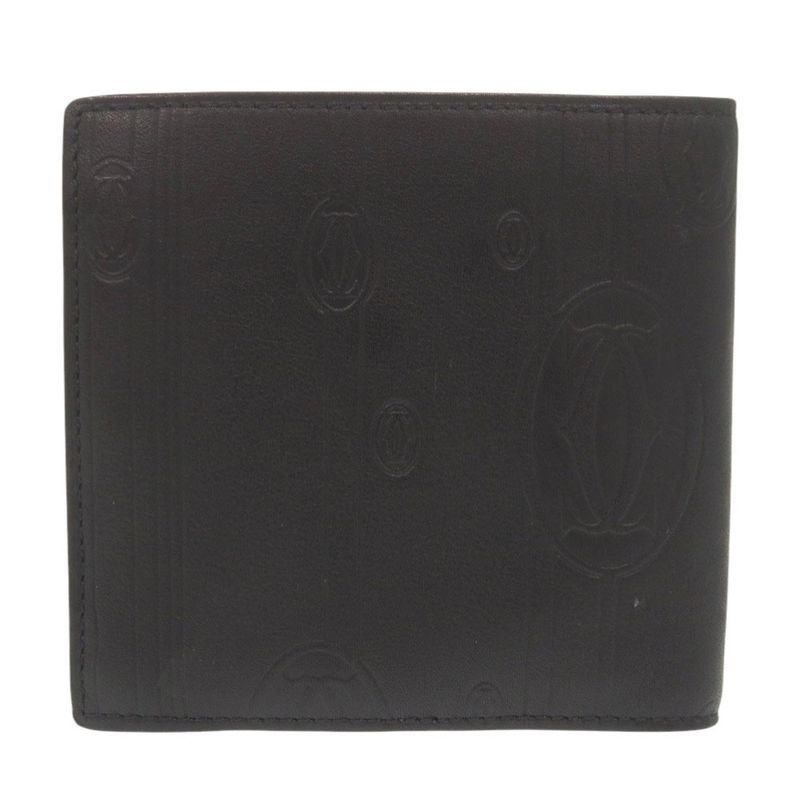 Cartier Leather Black Bifold Wallet Black 0606 Cartier