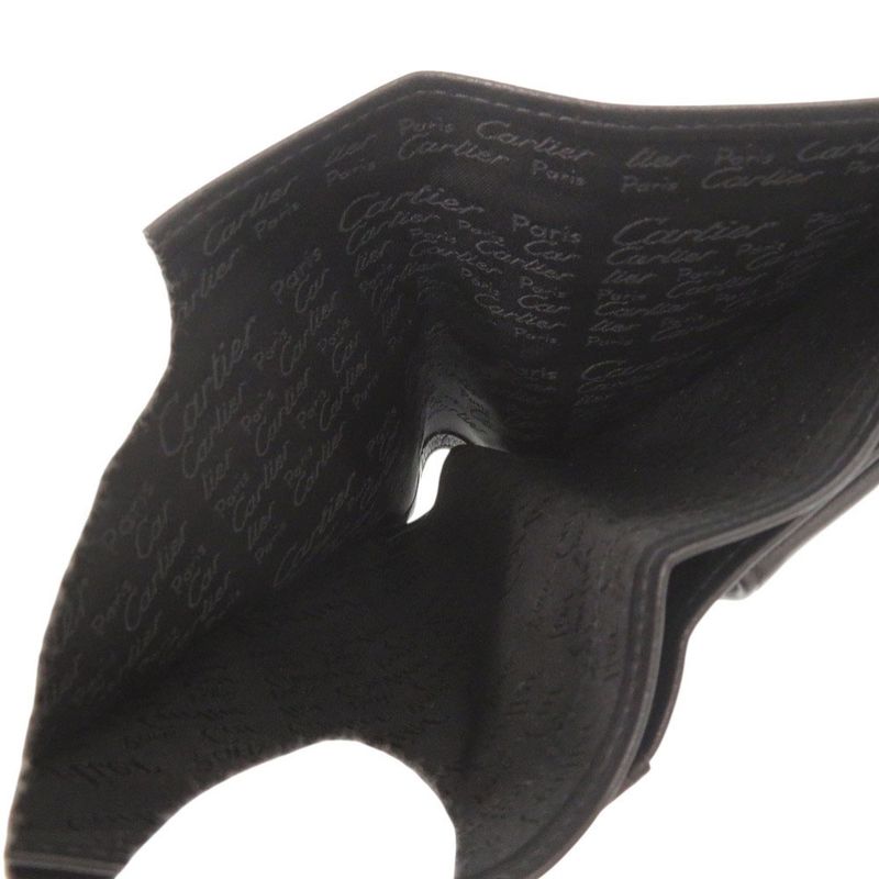 Cartier Leather Black Bifold Wallet Black 0606 Cartier