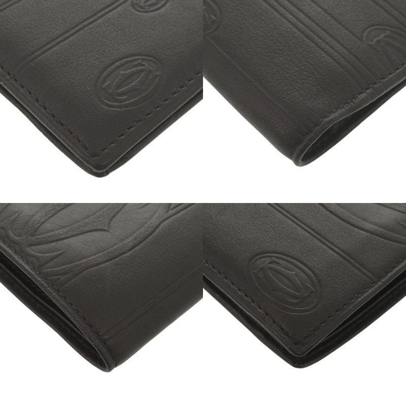 Cartier Leather Black Bifold Wallet Black 0606 Cartier