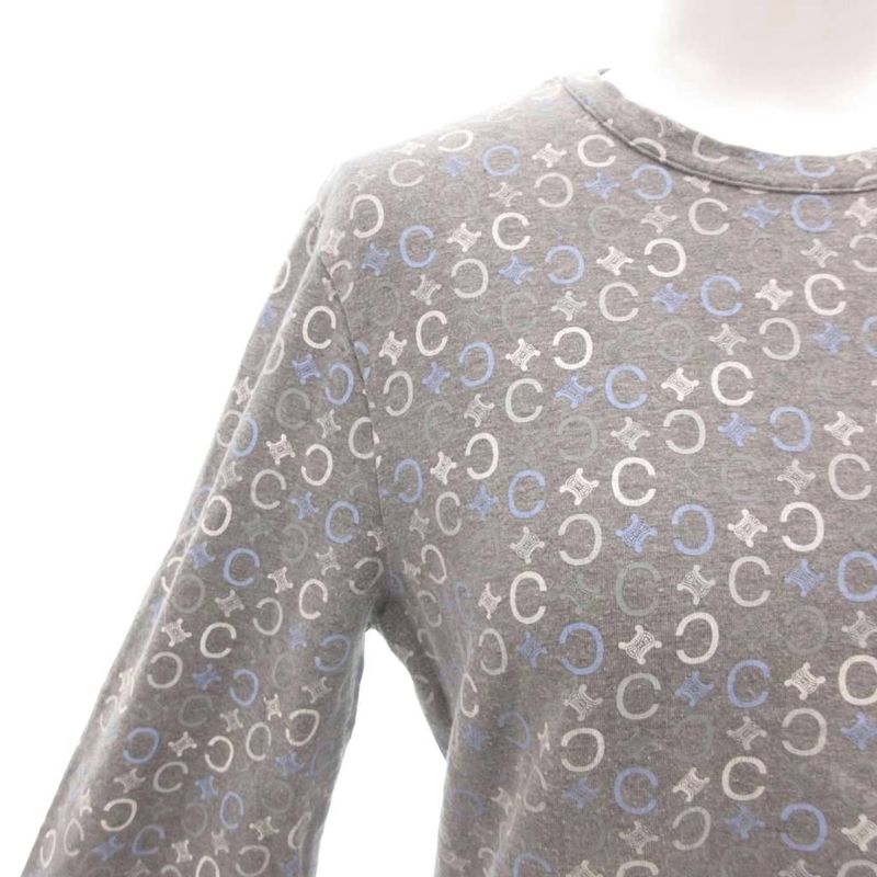 Celine T-Shirt Cut and Sewn Long Sleeves XL Long T Crew Neck Macadam Pattern