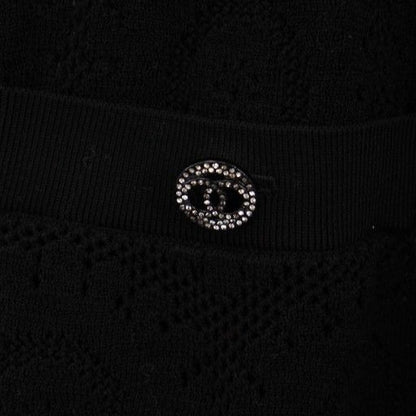 Chanel 20ss Knit Dress Knee Length 3/4 Length Sleeves Openwork 38 Black