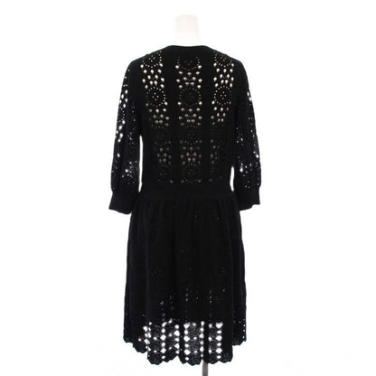 Chanel 20ss Knit Dress Knee Length 3/4 Length Sleeves Openwork 38 Black
