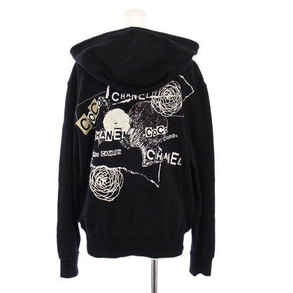 Chanel 20ss Graffiti CC Logo Sweatshirt Hoodie Long Sleeves Zip Up M Black