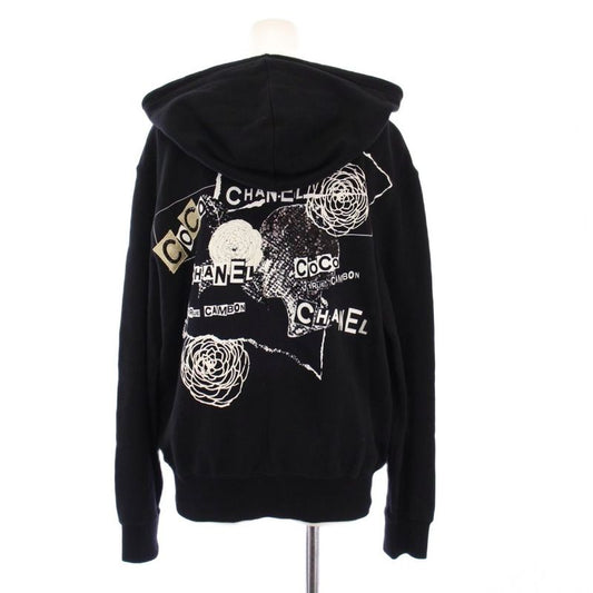 Chanel 20ss Graffiti CC Logo Sweatshirt Hoodie Long Sleeves Zip Up M Black