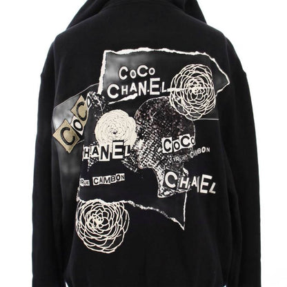 Chanel 20ss Graffiti CC Logo Sweatshirt Hoodie Long Sleeves Zip Up M Black
