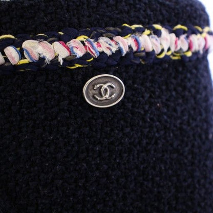 Chanel 21ss Tweed Skirt Flared Mini Coco Mark Coco Button 38 Navy Blue P70083v61