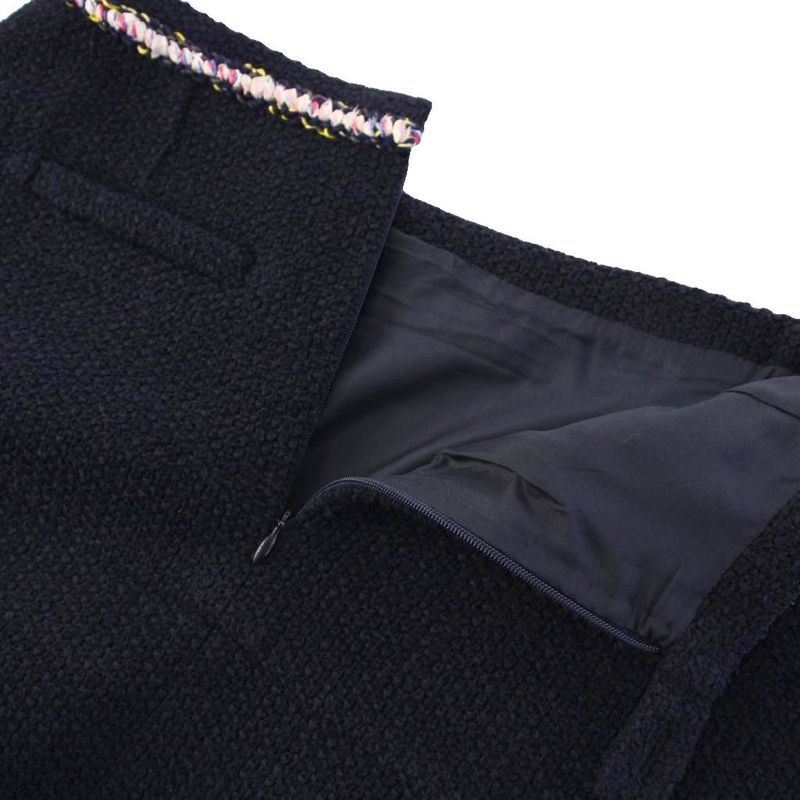 Chanel 21ss Tweed Skirt Flared Mini Coco Mark Coco Button 38 Navy Blue P70083v61
