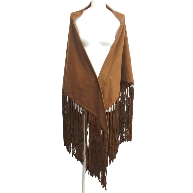 Hermes by Martin Margiela Period Vintage Cape Cashmere Wool Leather Fringe