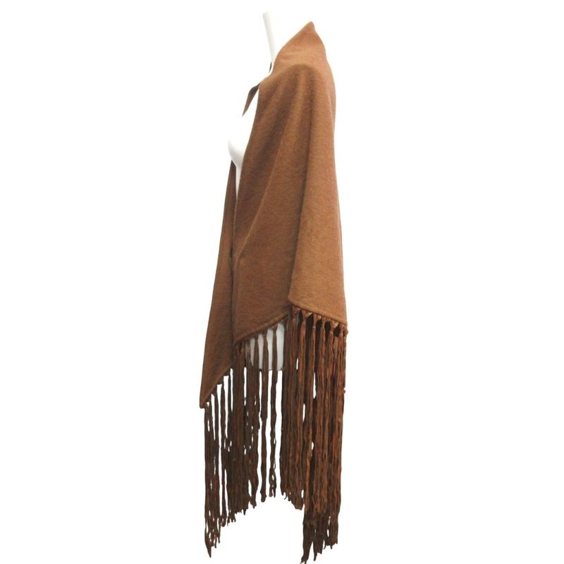 Hermes by Martin Margiela Period Vintage Cape Cashmere Wool Leather Fringe