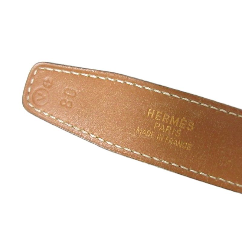 Hermes '92 Constance Reversible Pin Buckle Belt Stamped 0v H Logo Leather Gold