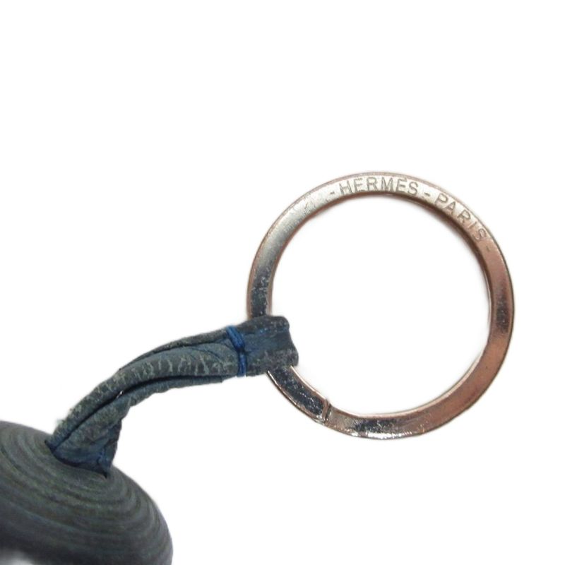 Hermes Carmen Agnès Milo Bag Charm Key Holder Tassel Leather Blue Jean Silver