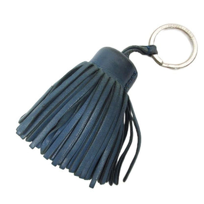 Hermes Carmen Agnès Milo Bag Charm Key Holder Tassel Leather Blue Jean Silver