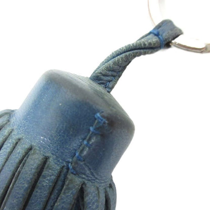 Hermes Carmen Agnès Milo Bag Charm Key Holder Tassel Leather Blue Jean Silver