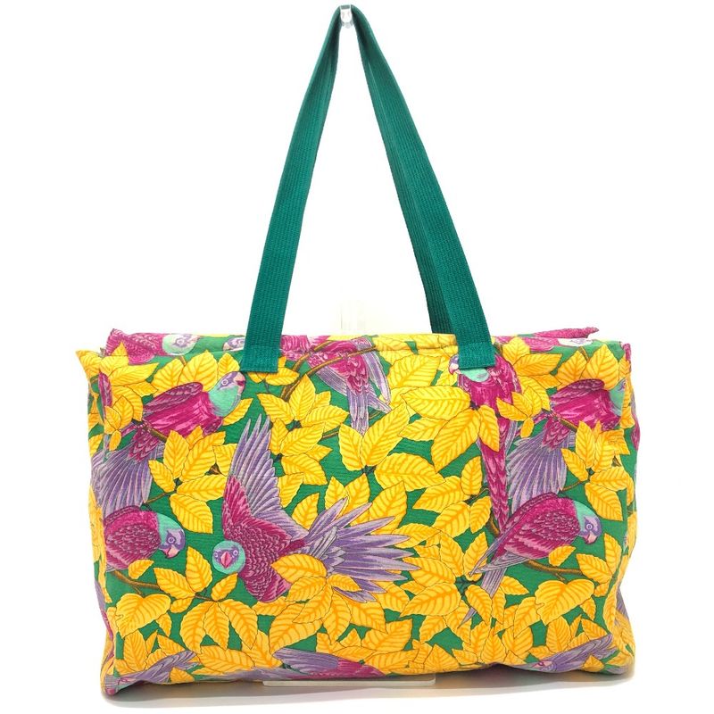Hermes Shoulder Bag Bird Print Cotton Green