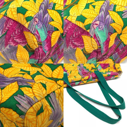 Hermes Shoulder Bag Bird Print Cotton Green
