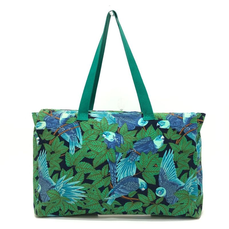 Hermes Shoulder Bag Bird Print Cotton Green