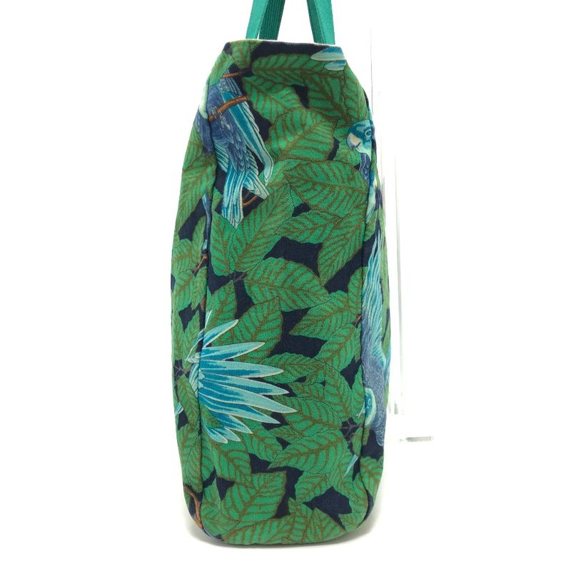 Hermes Shoulder Bag Bird Print Cotton Green