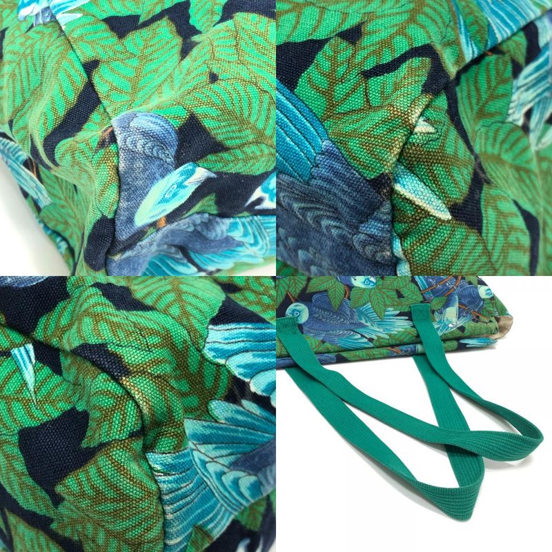 Hermes Shoulder Bag Bird Print Cotton Green
