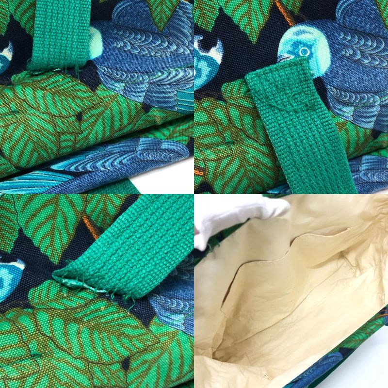 Hermes Shoulder Bag Bird Print Cotton Green