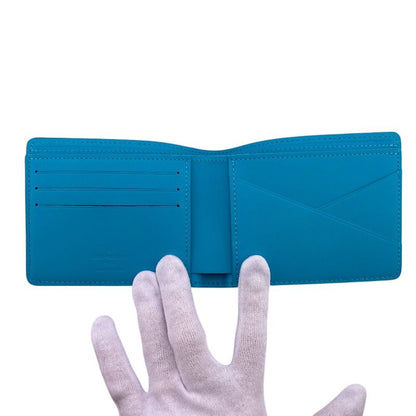 Louis Vuitton M11501 Portefeuille Multiple Folding Wallet Blue Ladies