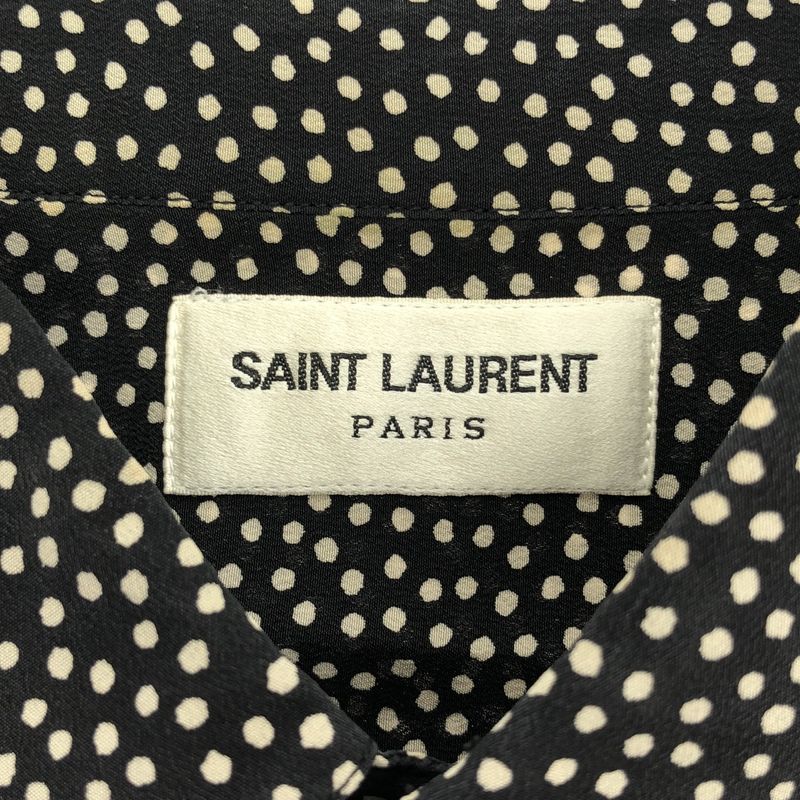 Saint Laurent Paris 18ss Silk Dot Short Sleeve Shirt 498977 Y347s Black 37