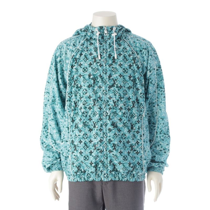Louis Vuitton 23aw Nylon Monogram Printed Hoodie Jacket Rm232m Zs2 Hpb10w Blue