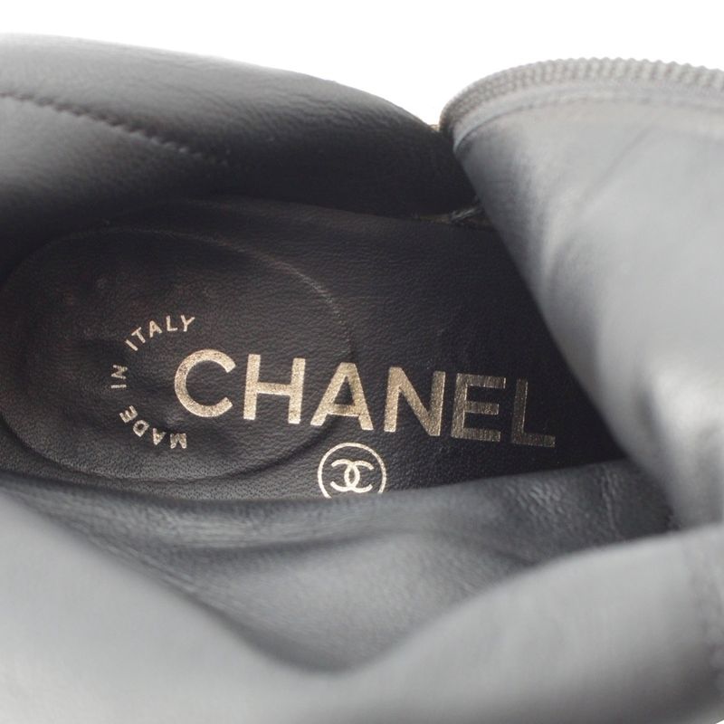 Chanel Suede Coco Mark Chain Ankle Boots Shoes G37822 Black 36c