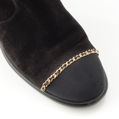 Chanel Suede Coco Mark Chain Ankle Boots Shoes G37822 Black 36c