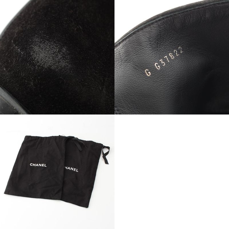 Chanel Suede Coco Mark Chain Ankle Boots Shoes G37822 Black 36c
