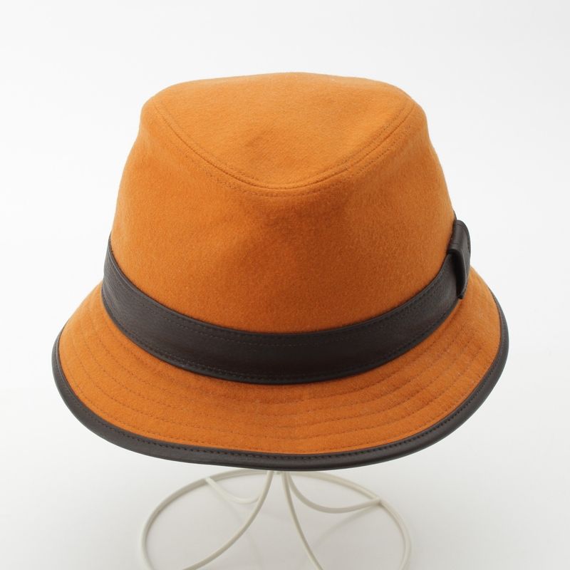 Hermes Cashmere Deerskin Hat Orange Cocoa Brown 58