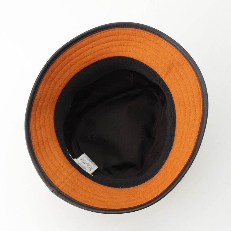 Hermes Cashmere Deerskin Hat Orange Cocoa Brown 58