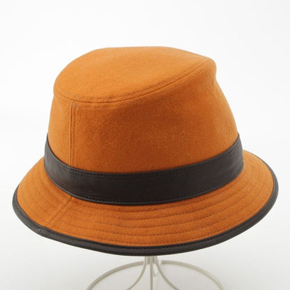 Hermes Cashmere Deerskin Hat Orange Cocoa Brown 58