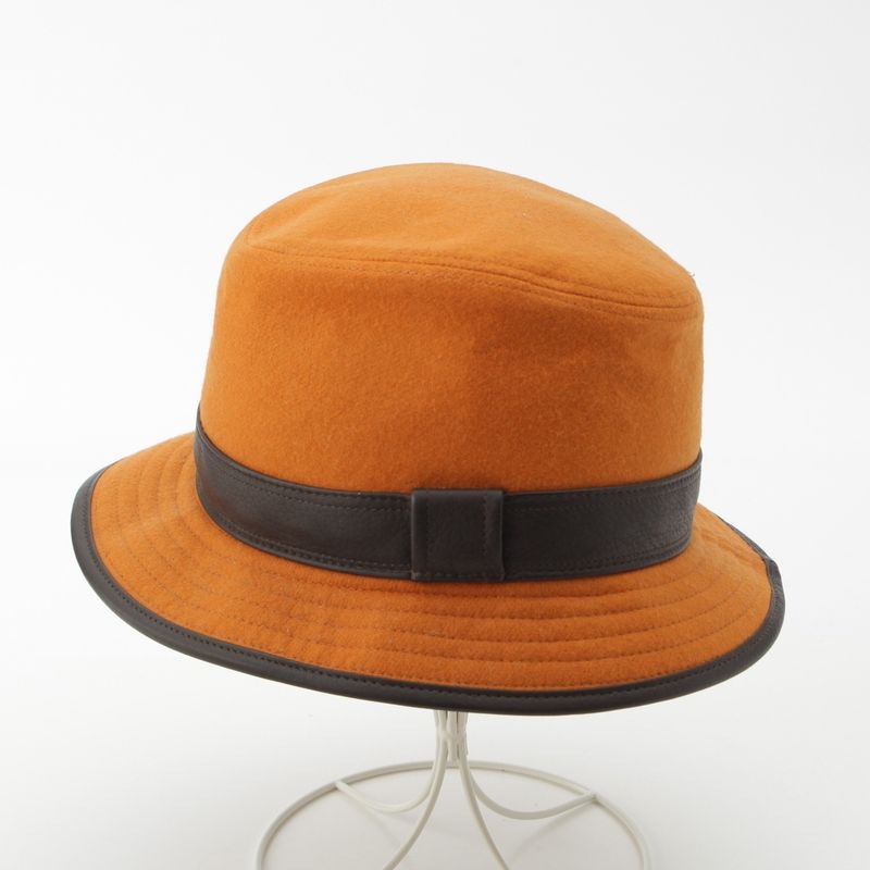 Hermes Cashmere Deerskin Hat Orange Cocoa Brown 58