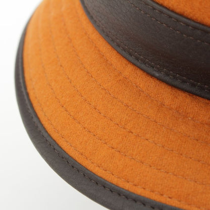 Hermes Cashmere Deerskin Hat Orange Cocoa Brown 58